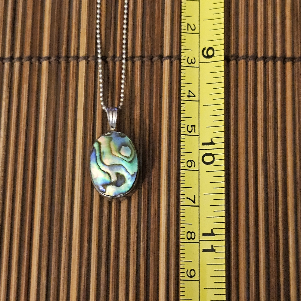 Sterling Silver Abalone Silver Necklace (Vintage) - Picture 11 of 12